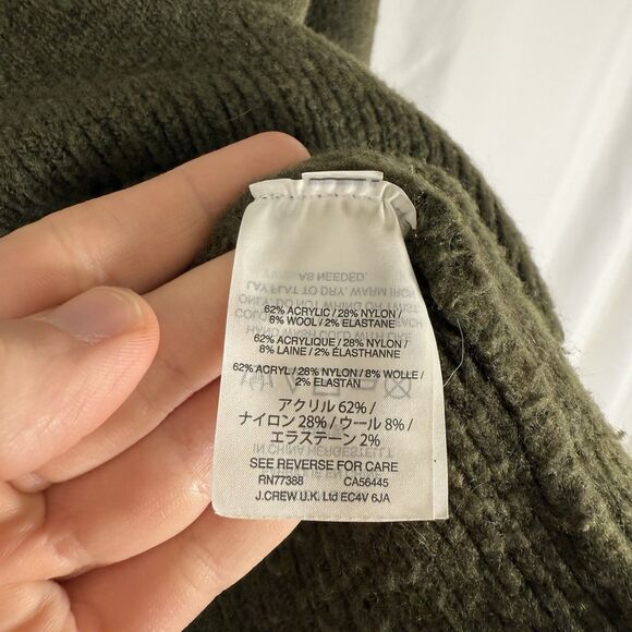J. Crew Wool Blend Sweater Women's Small Green Knit Long Sleeve Open Back - Picture 5 of 12